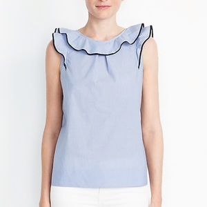 J Crew Factory ruffle chambray blouse